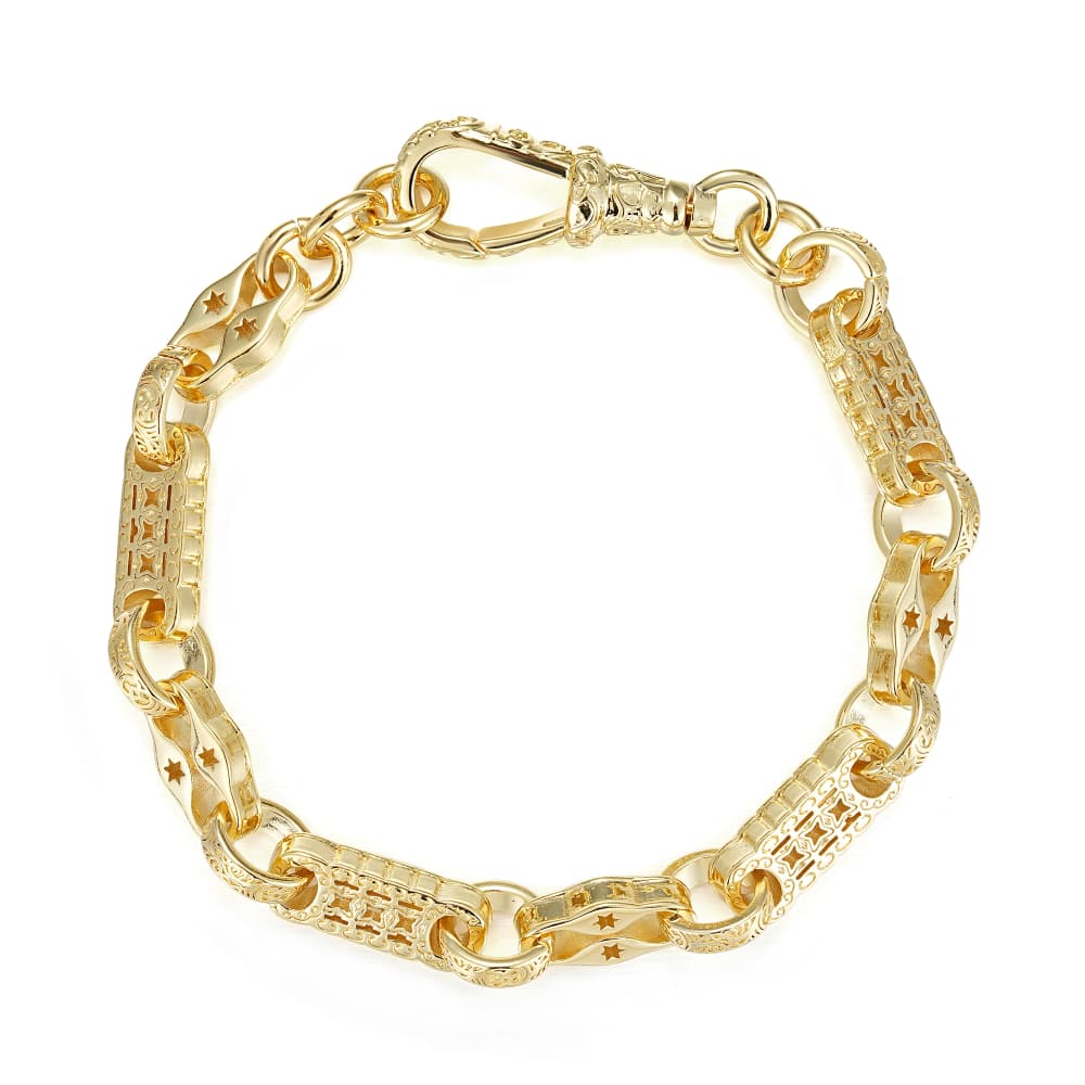 7mm Gold Stars and Bars Bracelet Albert Clasp 8/8.5 Inch - Image 4