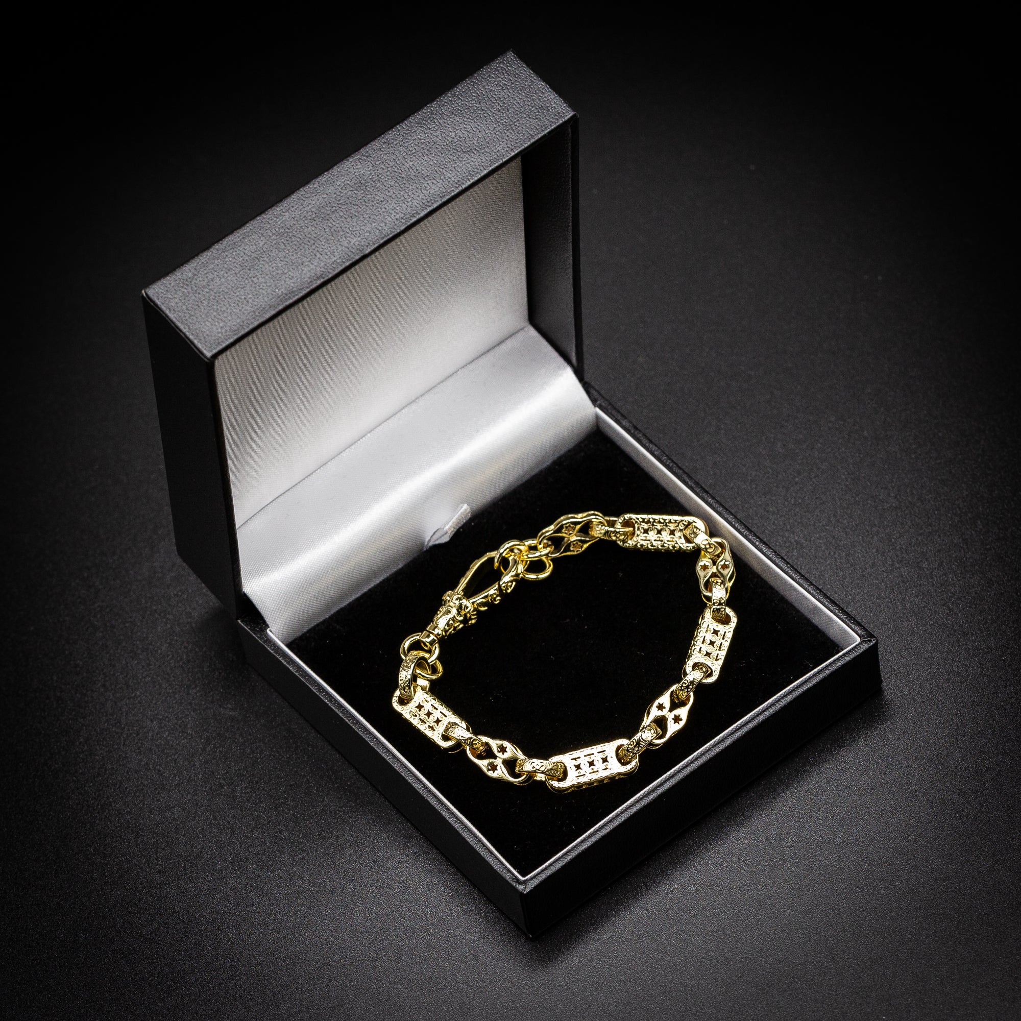 7mm Gold Stars and Bars Bracelet Albert Clasp 8/8.5 Inch - Image 6