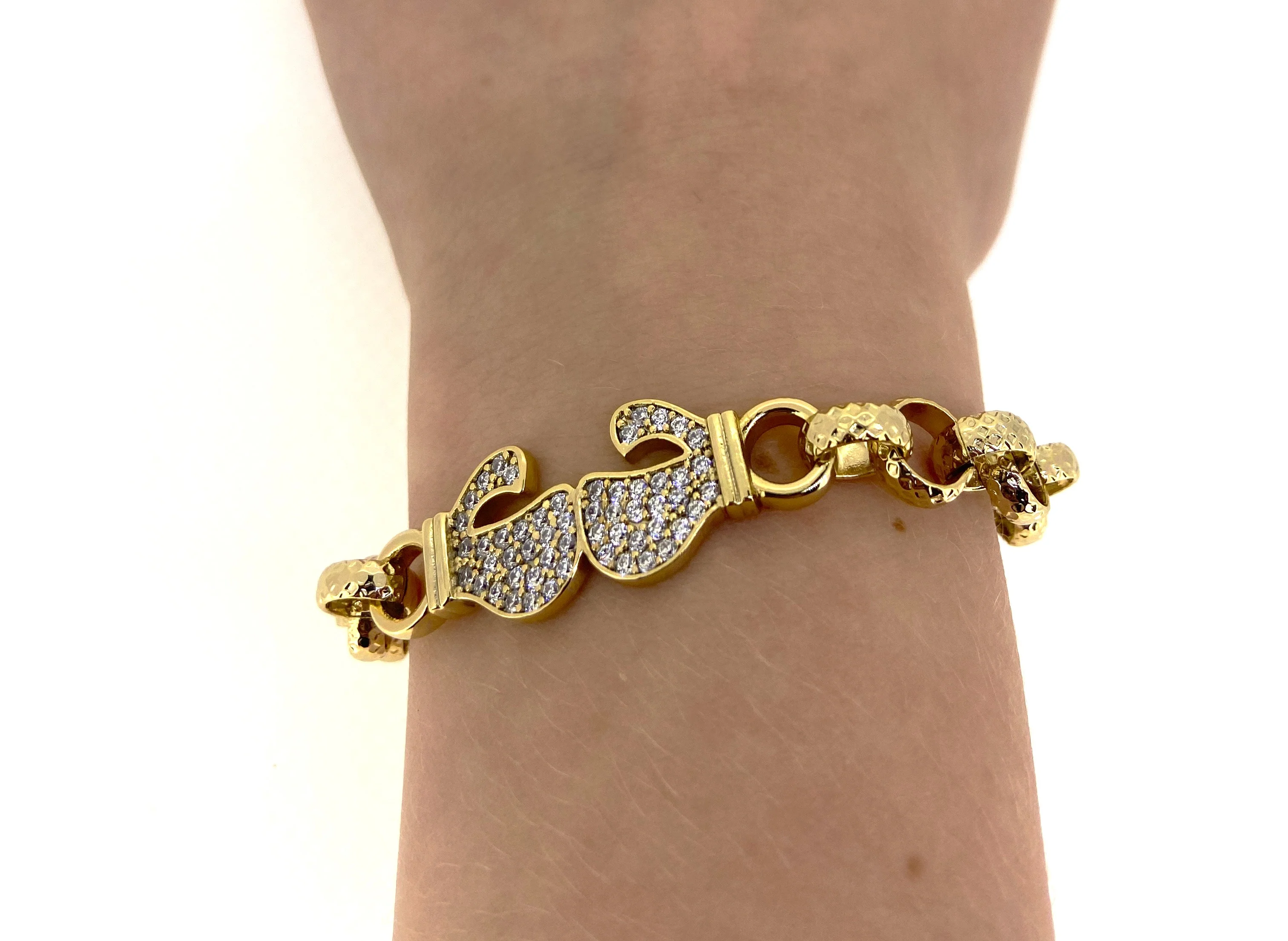 6 inch Boxing Glove Belcher Bracelet With Crystals - Image 4