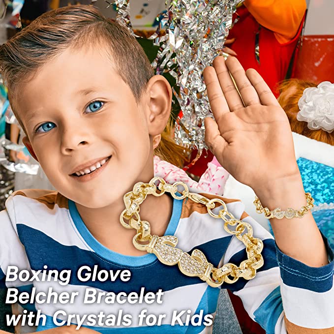6 inch Boxing Glove Belcher Bracelet With Crystals - Image 6