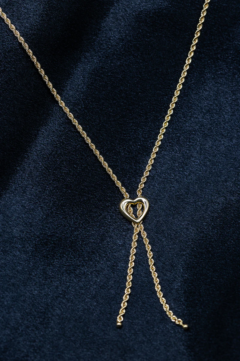 9ct Gold Heart Rope Chain Necklace - Image 5