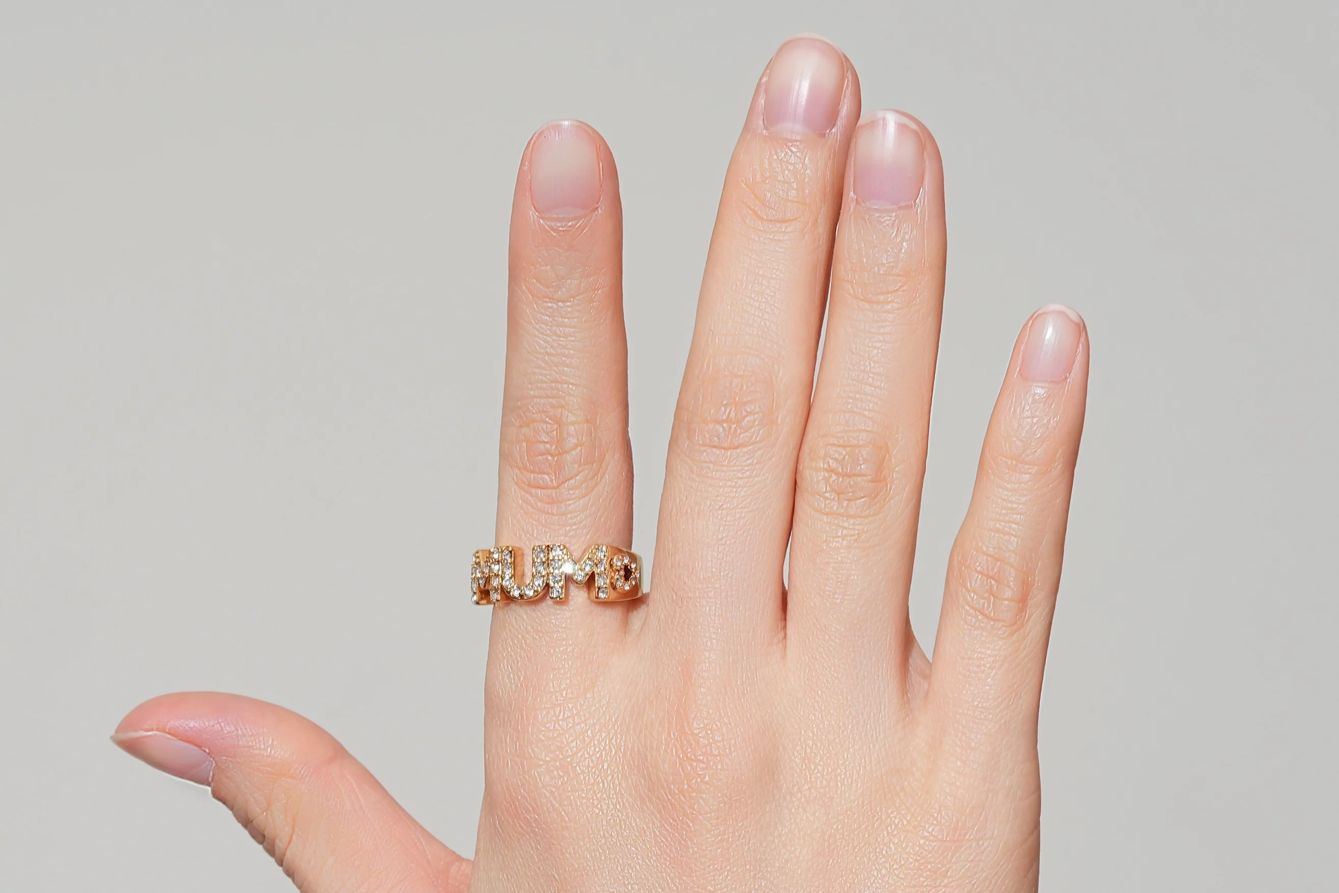 Gold Mum Heart Ring with Stones - Image 5