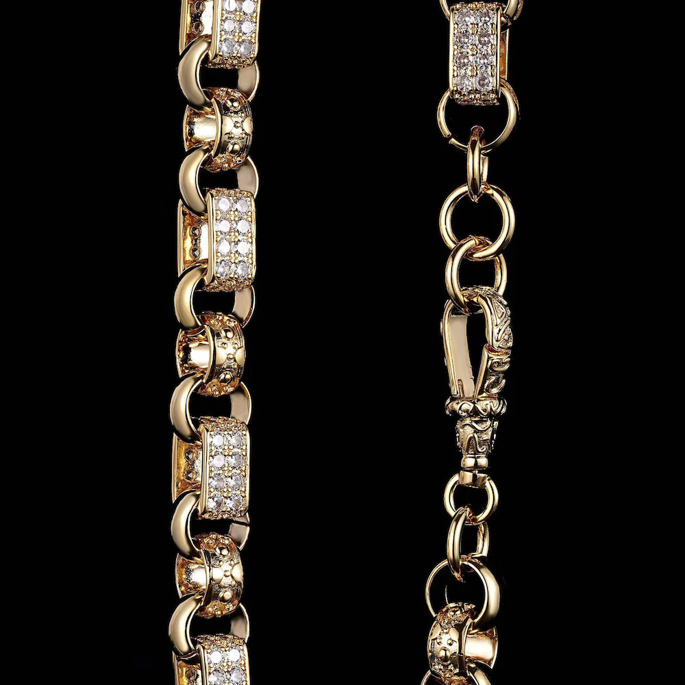13mm Gold Gypsy Link Belcher Chain Albert Clasp 24 Inch - Image 3