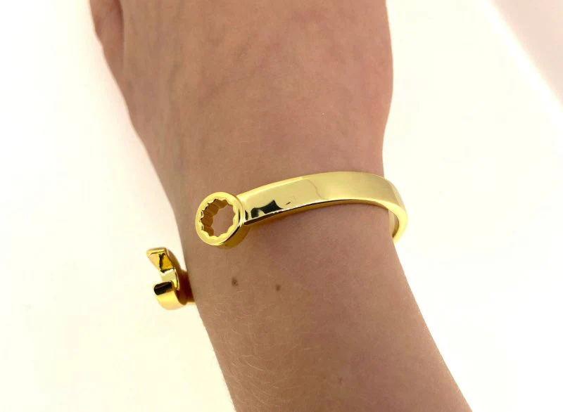 Gold Spanner Wrench Torque Bangle - Image 4