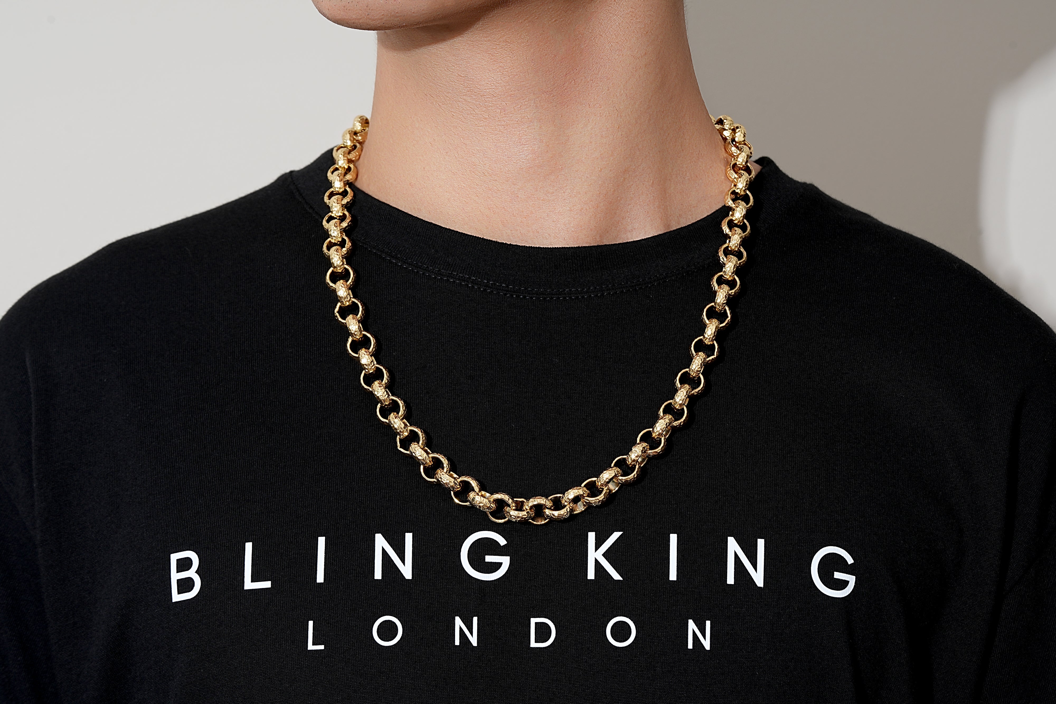 Gold Diamond-Cut Pattern Belcher Chain 12mm - Image 3