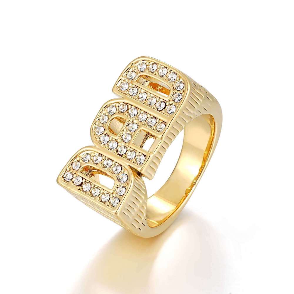 Gold Dad Ring with Stones Waterproof - Image 7