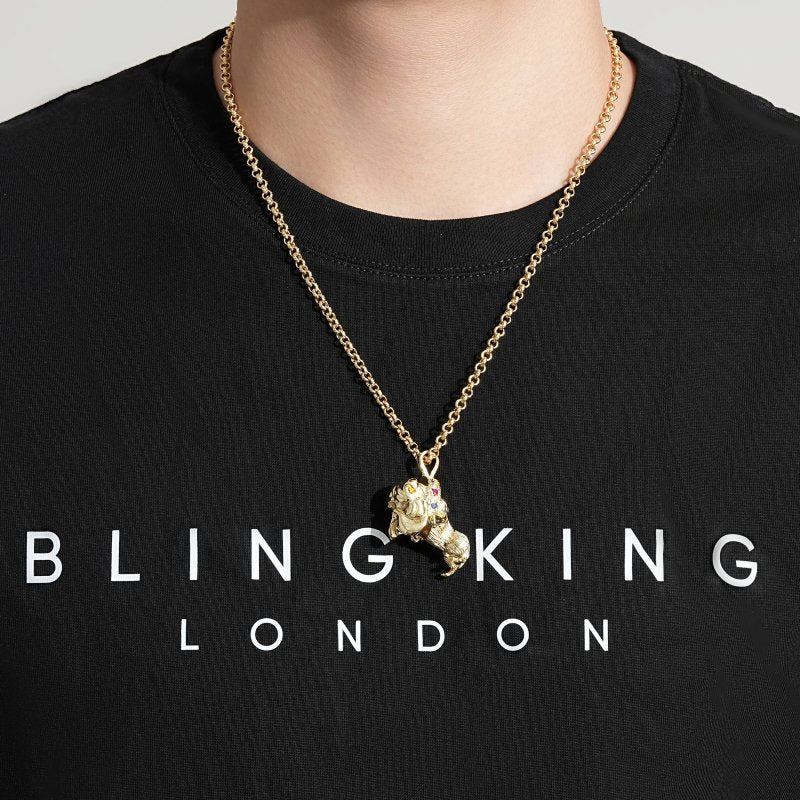 Gold British Bulldog Pendant Necklace - Image 3