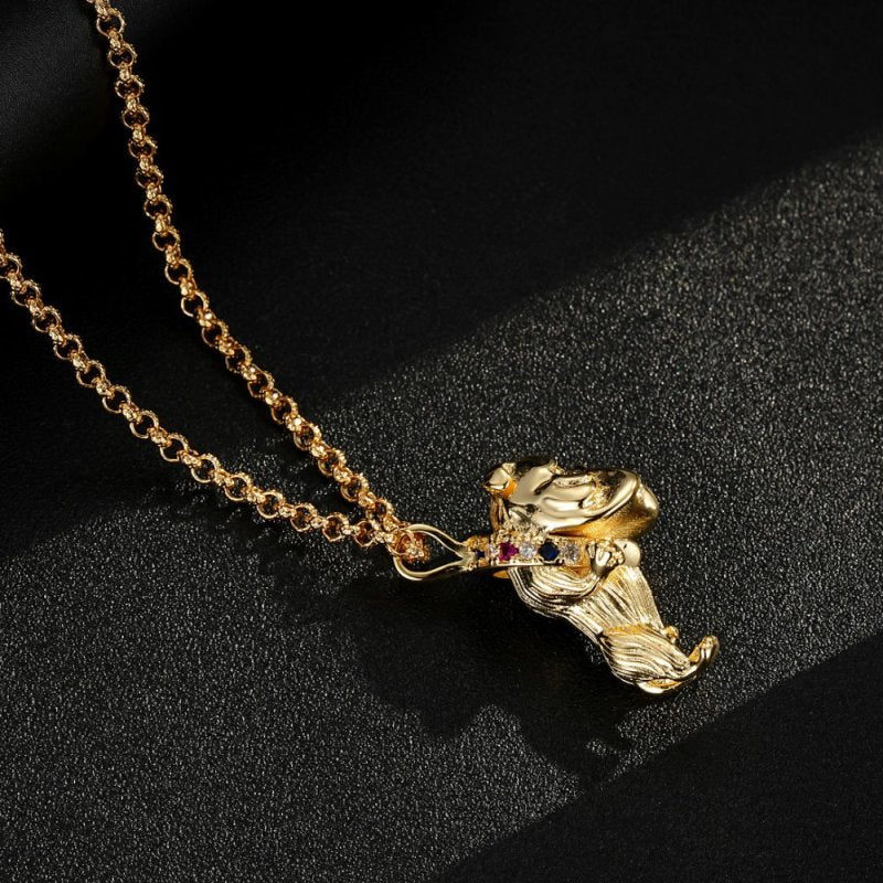 Gold British Bulldog Pendant Necklace - Image 4